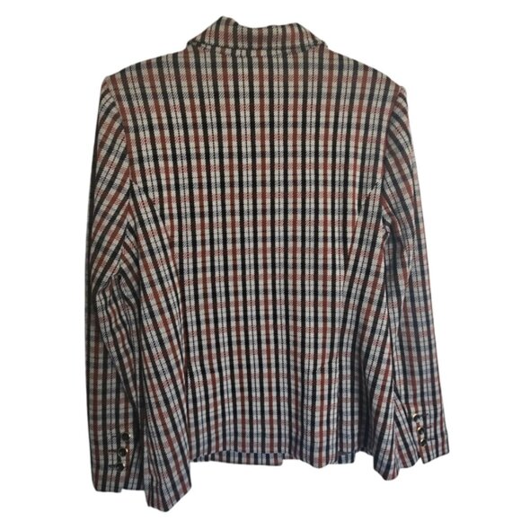 Cabi Jazzy Toffee Plaid Rust Ivory Black Jacket Size L - Picture 5 of 8